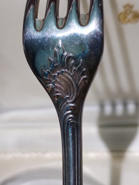 Caseta cu furculita si lingurita argintate Christofle